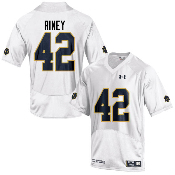 Men's NCAA Notre Dame Fighting Irish #42 Jeff Riney Stitched College Under Armour Authentic White Football Jersey TX10V52PU